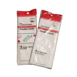 Vintage Fine Combed Corded & Satin Stripe Handkerchiefs 4 King Sz 2 Pkg
